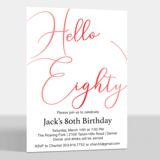 Hello Eighty Foil Birthday Invitations